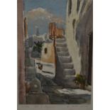 Continental School (20th century) A Street Scene in Greece signed, watercolour, 19cm x 13.