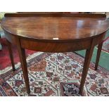 A mahogany demi-lune side table,