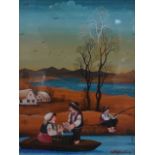 Batalin (Eastern European School 20th century) Fishing the River signed, dated 79, oil on canvas,