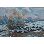 Sydney Carter Impressionist Winter Landscape signed, gouache,