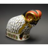 A Royal Crown Derby paperweight, Derby Ram, gold stopper,