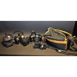 Cameras - Nikon F401S body; Olympus E-20P digital zoom camera; 9-36mm zoom lens;