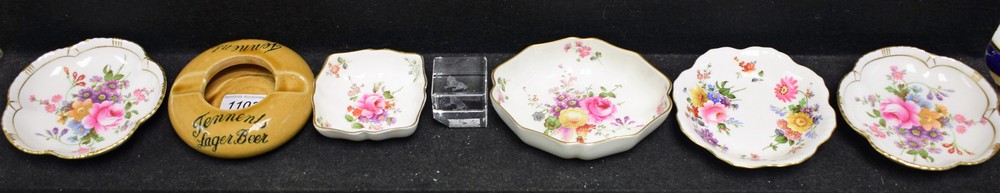 Ceramics - a Royal Crown Derby Posies pattern petal shaped trinket dish; another,