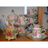 Ceramics - a Prussian Reinhold Schlegelmilch coffee set, pink rose,