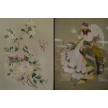 Two needlework and embroidery gilt framed pictures (2)