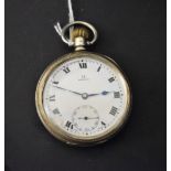 An Omega silver pocket watch,