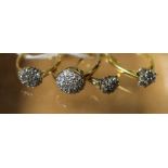 Rings - an 18ct gold diamond floral cluster ring, stamped 0.50, DIA, 3.