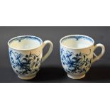 A Worcester Mansfield pattern coffee cup, painted with the scrolling foliage, crescent mark, c.