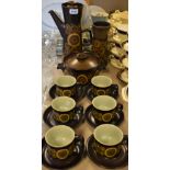 A Denby Arabesque pattern part coffee service for six, comprising cups,