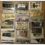 Postcards - tray of Real Photographic postcards, with football teams, school classes, groups,