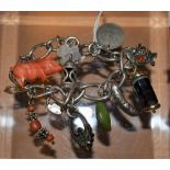 A silver charm bracelet with twelve charms