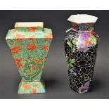 A Shelley Art Deco floral and stylised dragon wasted vase, pattern no.