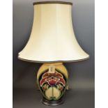 A modern Moorcroft Art Nouveau design lamp base and shade