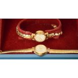 Watches - a 9ct gold cased Eterna-matic 3000 ladies bracelet watch, rolled gold bracelet,