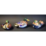 A Royal Crown Derby paperweight, Mallard, gold stopper, boxed; others, Carolina Duck, Mandarin Duck,