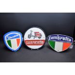 A cast metal wall plaque, Lambretta; others, Lambretta,