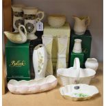 Ceramics - Belleek, including vases, jug, swan, etc, some boxed; others,