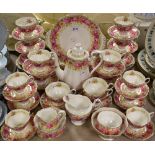 A Royal Albert Serena pattern part tea and coffee set including coffee pot, cream jug, sugar bowls,