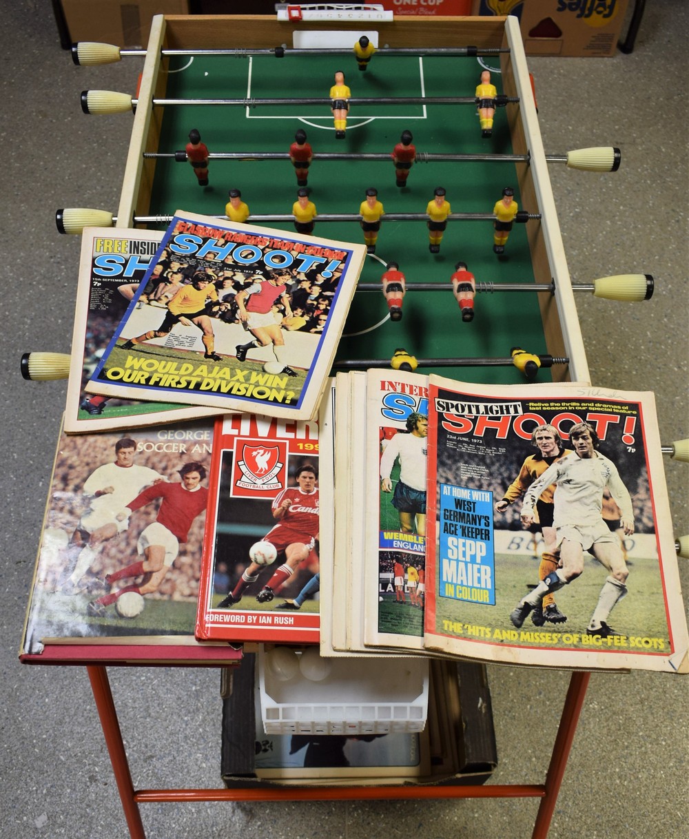 An Eria table football; Shoot magazines; George Best Soccer Annual; The Official Liverpool Annual,