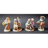 A pair of German figures, Allegorical of the Seasons, Summer and Autumn, they stand bare footed,