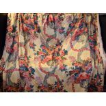 Textiles - a large pair of floral interlined curtains, by Smuts & Viney,