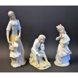 A Lladro style Tenora figure, of a mother and a young girl with doll, approx 32cm tall; another,