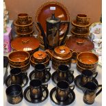 A Portmeirion Phoenix pattern coffee set, for six, comprising cups, saucers, coffee pot,