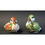 A Royal Crown Derby paperweight, Sinclairs Exclusive Bakewell Duckling, gold stopper, certificate,