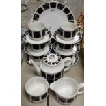 A Midwinter Focus pattern coffee set for six, designed by Barbara Brown,