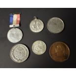 A small collection of base metal medallions, Birmingham, two similar, 44mm white metal medallions,