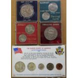 Commemorative Coins - USA uncirculated 1964 Last of the Silver coinage set in card mount sealed;