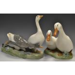 Royal Copenhagen - a "Pair of Geese", after Ingeborg Nielsen, the base marked and numbered 609,