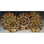 Three Royal Crown Derby 1128 pattern dessert plates,