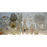 Glassware including decanters, tumblers, cocktail glasses, bowls,