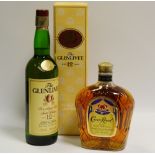 A bottle of Glenlivet 12 year single malt scotch whisky,