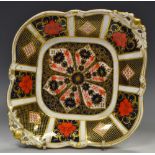 A Royal Crown Derby 1128 pattern shaped square acorn dish, 23cm wide,