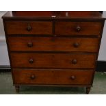 A Victorian mahogany chest of two short over three long graduated drawers