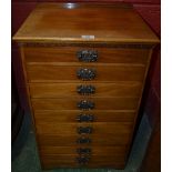 An early 20th century mahogany nine drawer collectors chest, Conner & Turner, Coventry, 70.