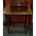 A Victorian mahogany folding writing slope, brass mounted, the interior fitted,