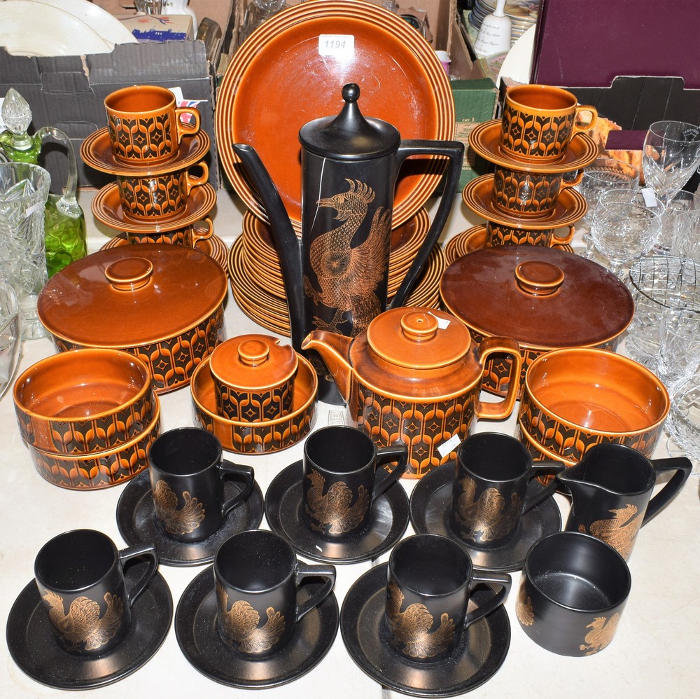 A Portmeirion Phoenix pattern coffee set, for six, comprising cups, saucers, coffee pot,