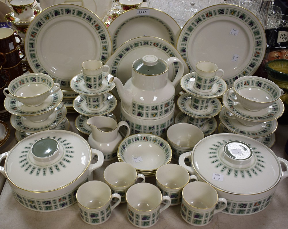 A Royal Doulton Tapestry part dinner and tea service, comprising tea and coffee cups and saucers,