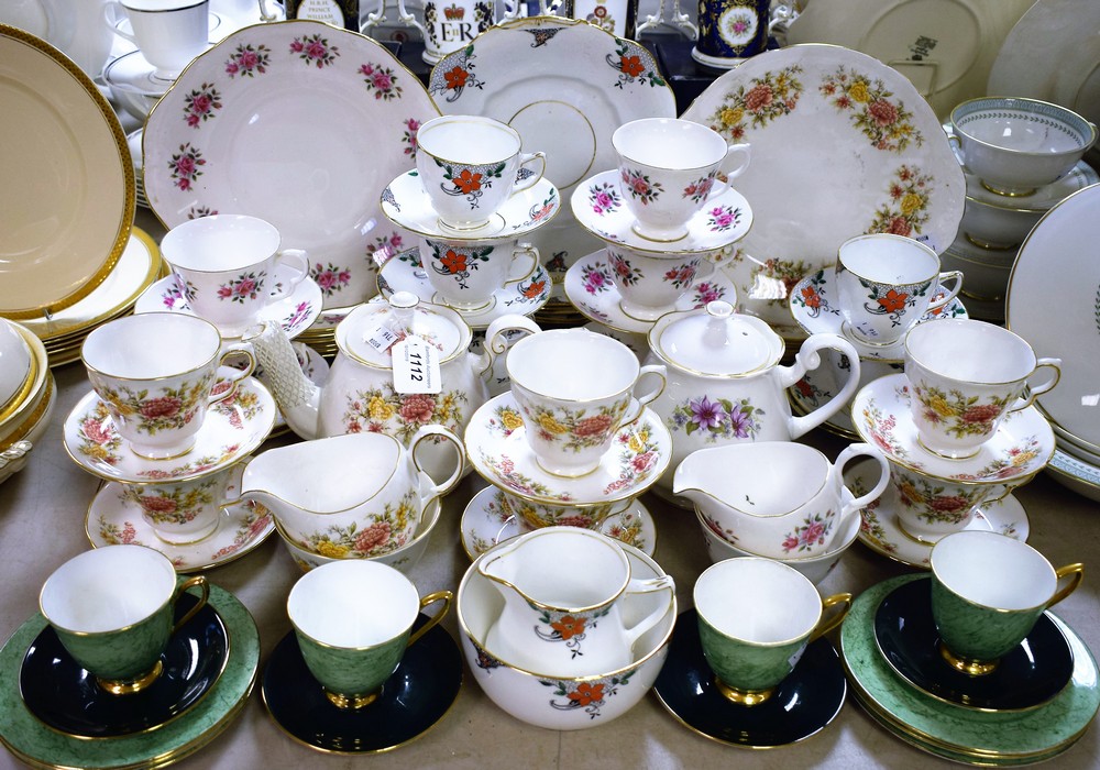 Ceramics - a Colclough Amanda pattern tea set for six comprising teapot, cream jug, sugar bowl,