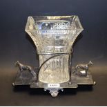 An early 20th century EPNS and cut glass table centre,