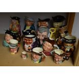 A collection Staffordshire character and Toby jugs including Burlington, Sandland, Kelsboro,