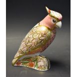 A Royal Crown Derby paperweight, Cockatoo, gold stopper, signed in gold, limited edition 1700/2500,