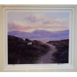 D Seinwick, Moorland with sheep grazing amongst the heather, limited edition print, 2/50,