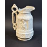 A mid-19th century Charles Meigh relief moulded stoneware Minister Jug,