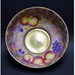 A hand painted D Wilson Edwardian china fruit bowl, painted with pears, grapes, peaches,