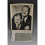 Autographs Stan Laurel and Oliver Hardy on single autograph book leaf;