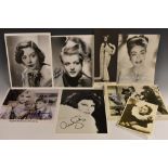 Female screen icons - signed photographic images and others: Joan Crawford; Brigitte Bardot;